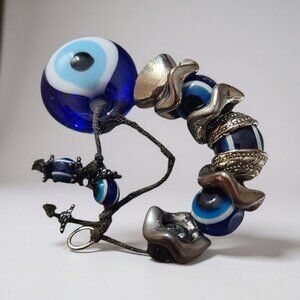 Blue and Silver Beaded Bracelet